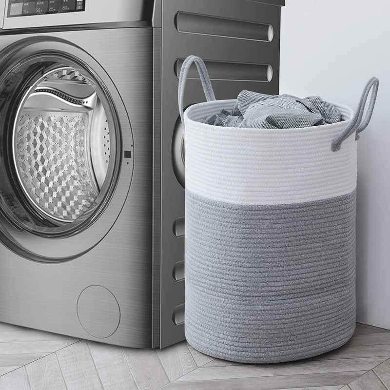 YOUDENOVA Cotton Rope Laundry Hamper by YOUDENOVA, 58L - Woven Collapsible Laundry Basket - Clothes Storage Basket for Blankets, Laundry Room Organizing, Bedroom Storage, Clothes Hamper â€“ Grey - Image 3